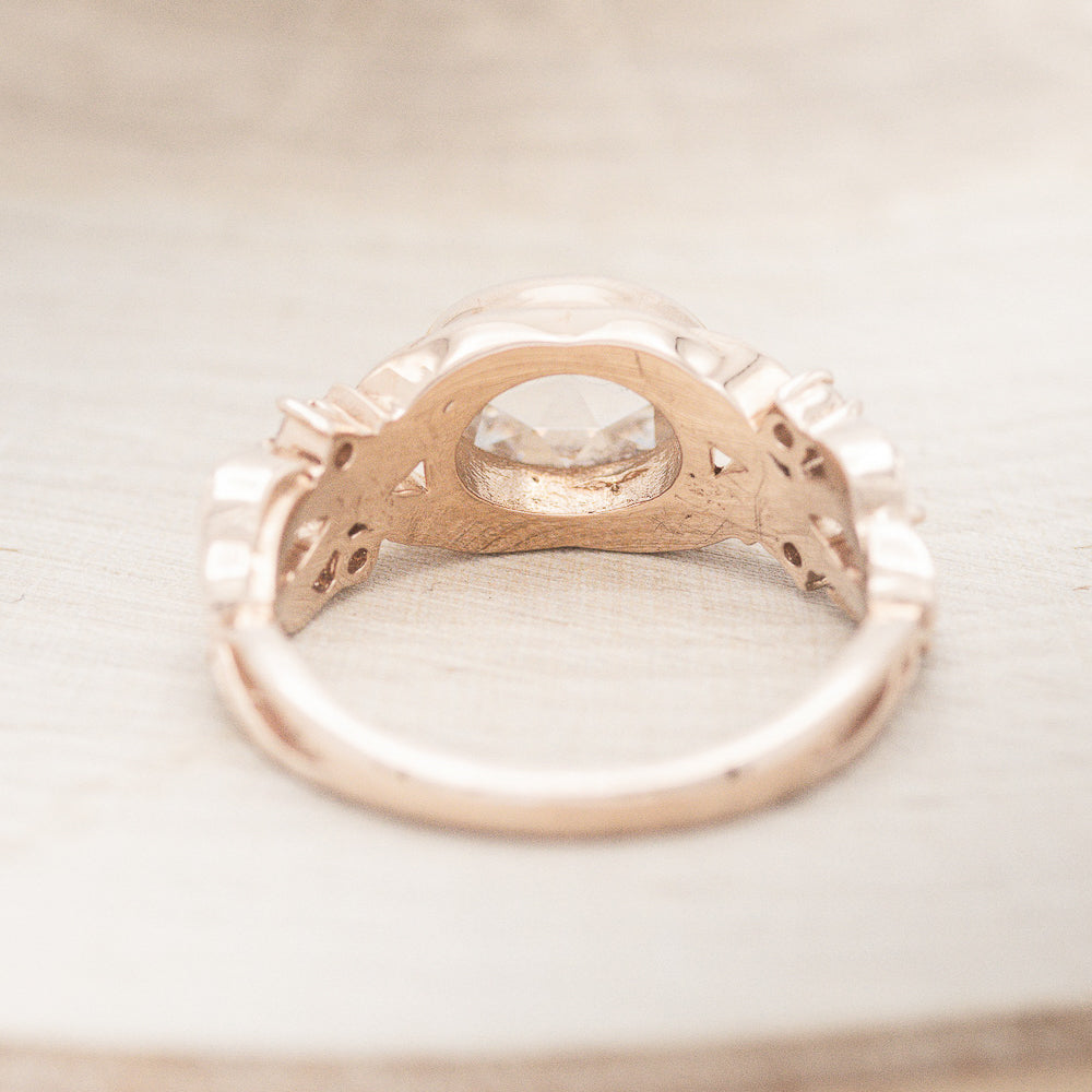 "ELORA" - OVAL ROSE CUT MOISSANITE ENGAGEMENT RING WITH DIAMOND ACCENTS-6