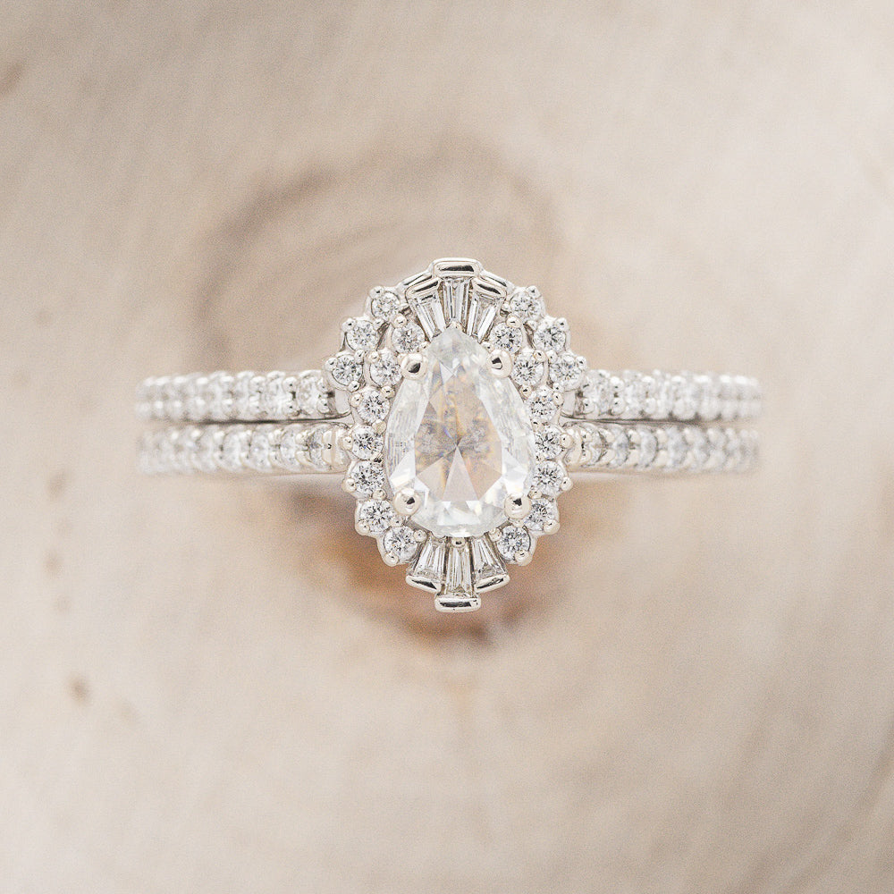 "THEIA" - PEAR-SHAPED MOISSANITE ENGAGEMENT RING WITH DIAMOND TRACER-5