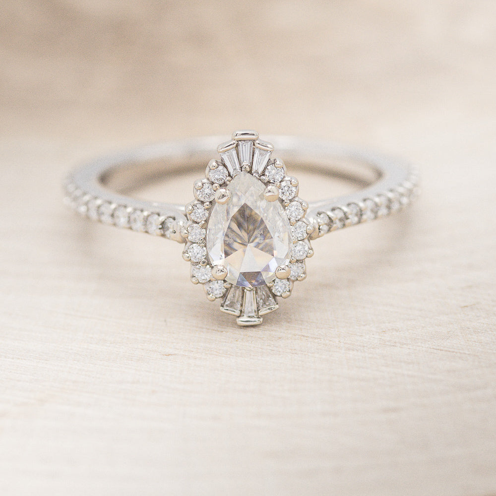 "THEIA" - PEAR-SHAPED MOISSANITE ENGAGEMENT RING WITH DIAMOND TRACER-9