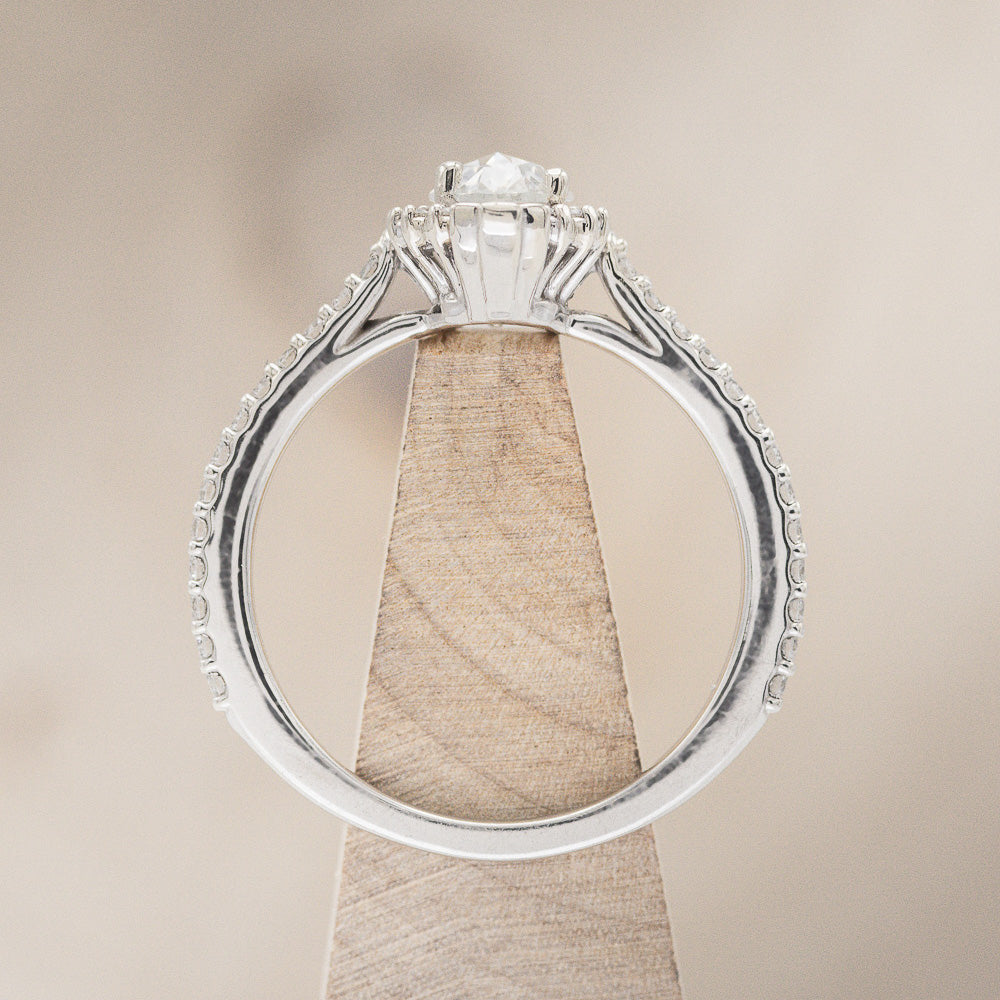 "THEIA" - PEAR-SHAPED MOISSANITE ENGAGEMENT RING WITH DIAMOND TRACER-13