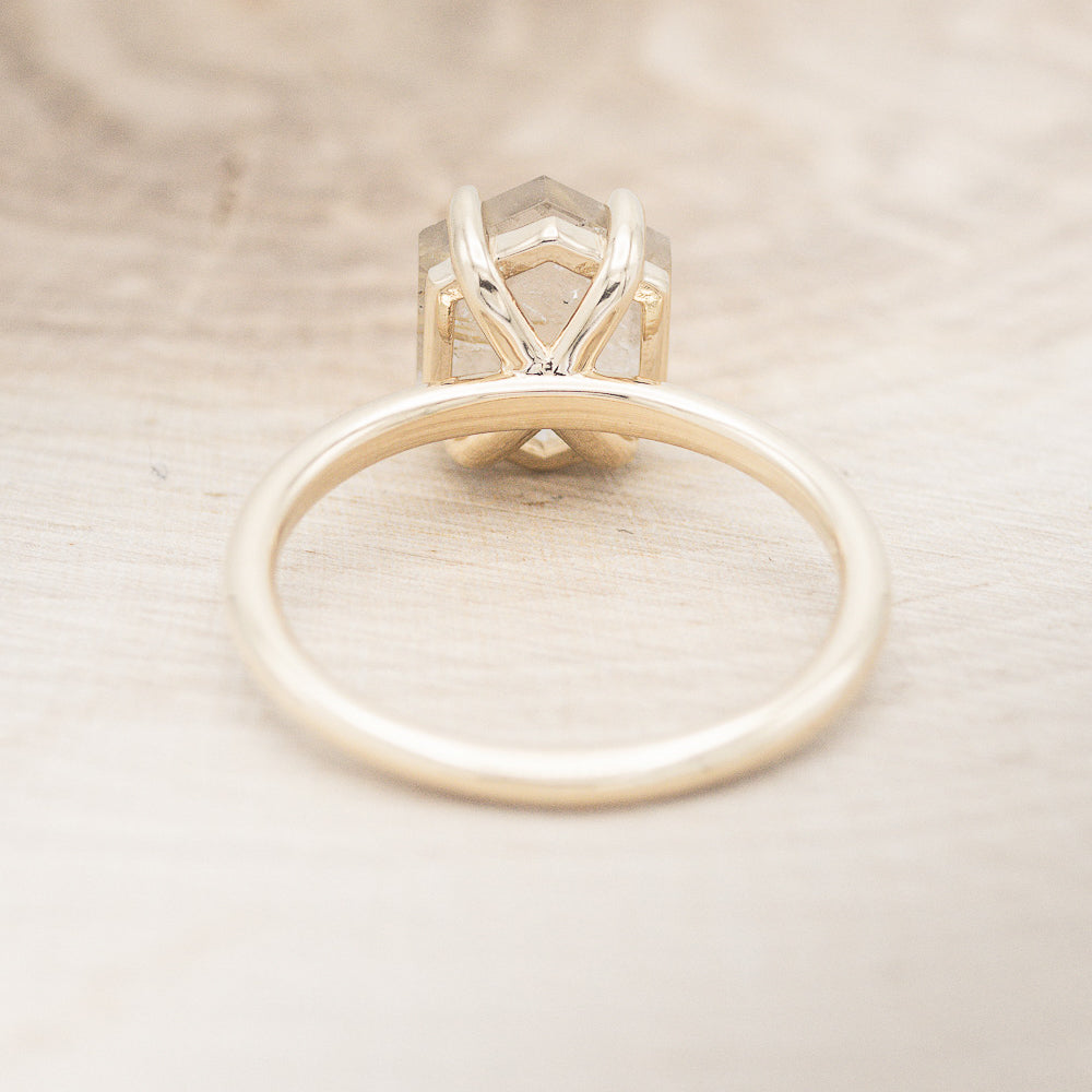 "AURUM" - HEXAGON RUTILATED QUARTZ SOLITAIRE ENGAGEMENT RING-6
