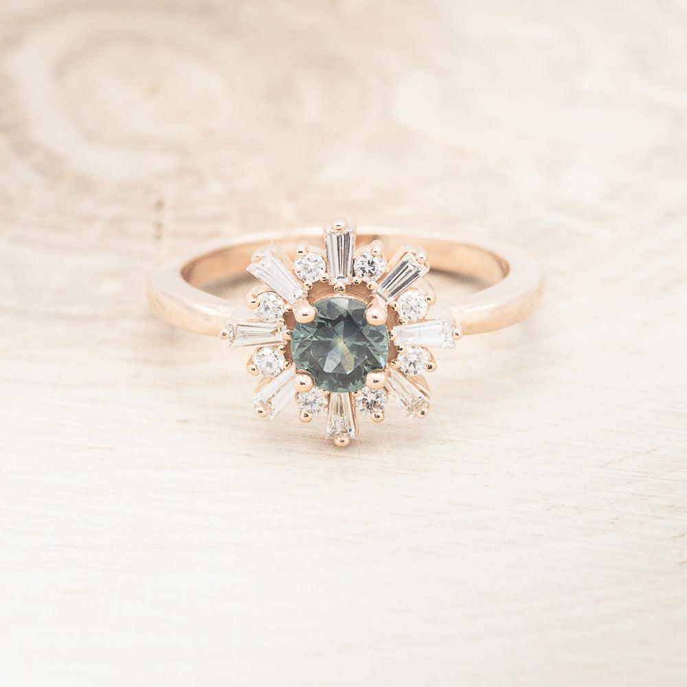 "SEREN" - ROUND CUT MONTANA SAPPHIRE ENGAGEMENT RING WITH DIAMOND HALO-4