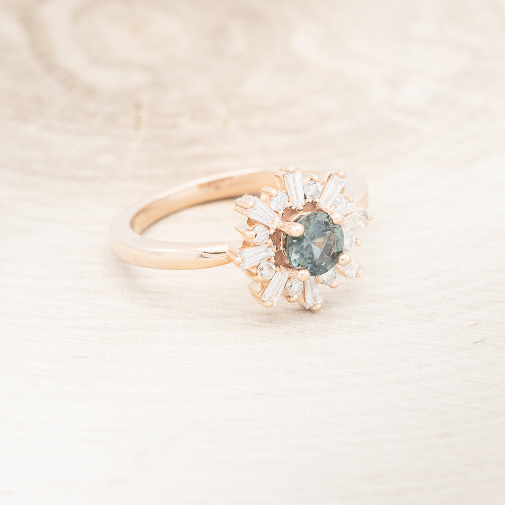 "SEREN" - ROUND CUT MONTANA SAPPHIRE ENGAGEMENT RING WITH DIAMOND HALO-2