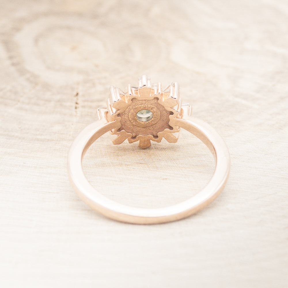 "SEREN" - ROUND CUT MONTANA SAPPHIRE ENGAGEMENT RING WITH DIAMOND HALO-7