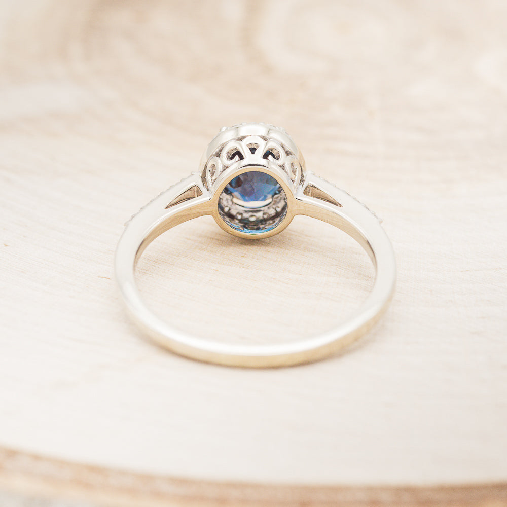 "DIANA" - OVAL LAB-GROWN ALEXANDRITE ENGAGEMENT RING WITH DIAMOND HALO & ACCENTS-5