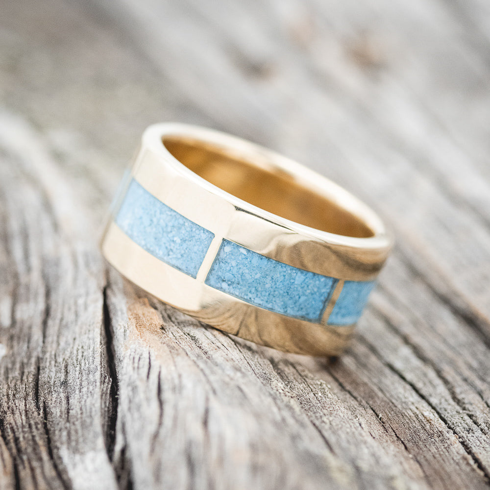 "THOR" - TURQUOISE WEDDING RING FEATURING A 14K GOLD BAND-2