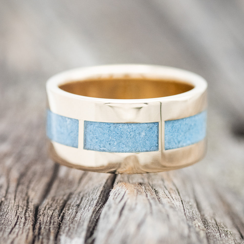 "THOR" - TURQUOISE WEDDING RING FEATURING A 14K GOLD BAND-4