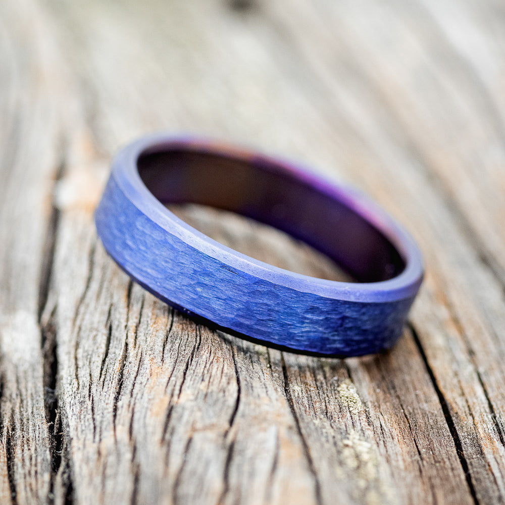 FIRE-TREATED TITANIUM WEDDING BAND WITH HAMMERED FINISH - READY TO SHIP-2