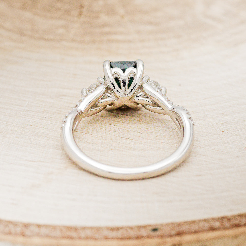 "GAIA" - EMERALD CUT MEDEINA GREEN MOISSANITE ENGAGEMENT RING WITH DIAMOND ACCENTS-5