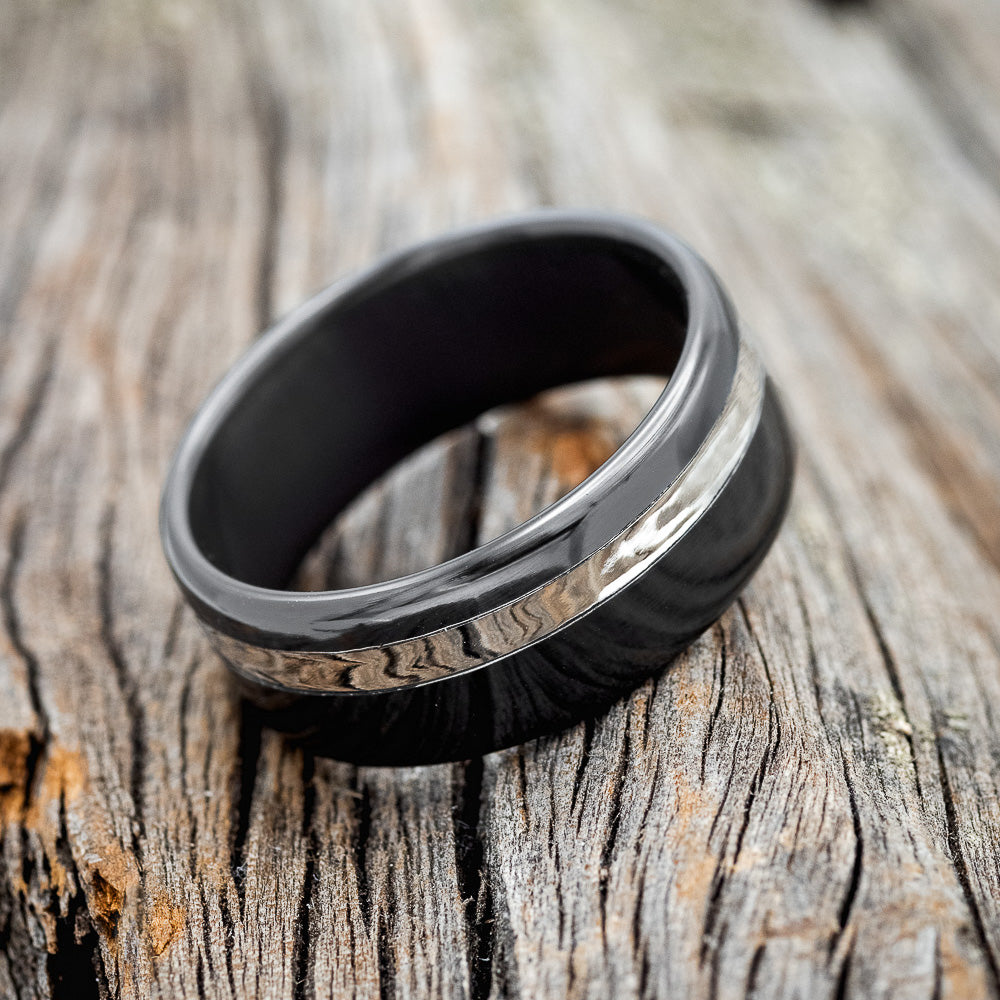 "VERTIGO" - SILVER INLAY WEDDING RING-3