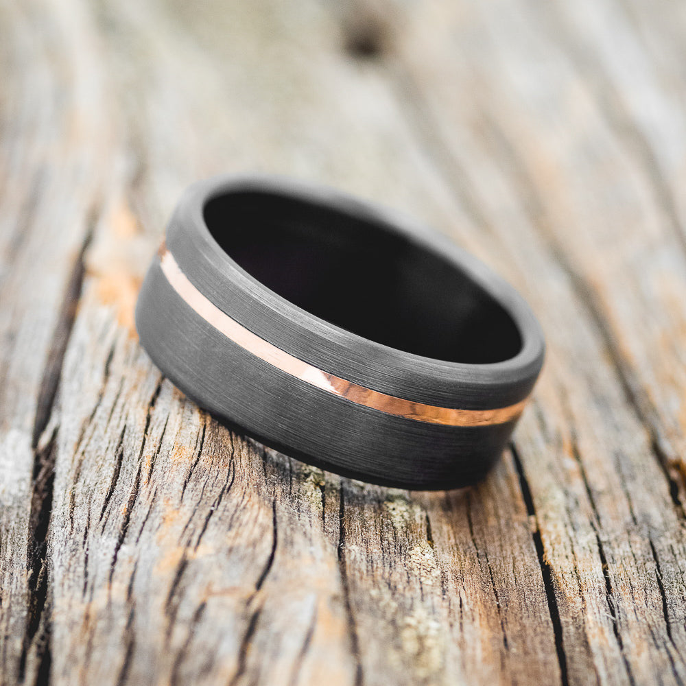 14K GOLD INLAY WEDDING RING FEATURING A BRUSHED BLACK ZIRCONIUM BAND-2