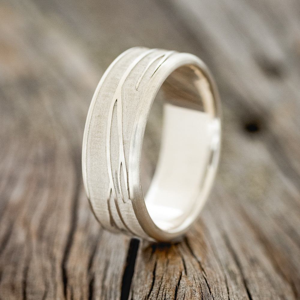 "LEGACY" - CHANNEL EMBOSSED BRANCHES WEDDING BAND-5