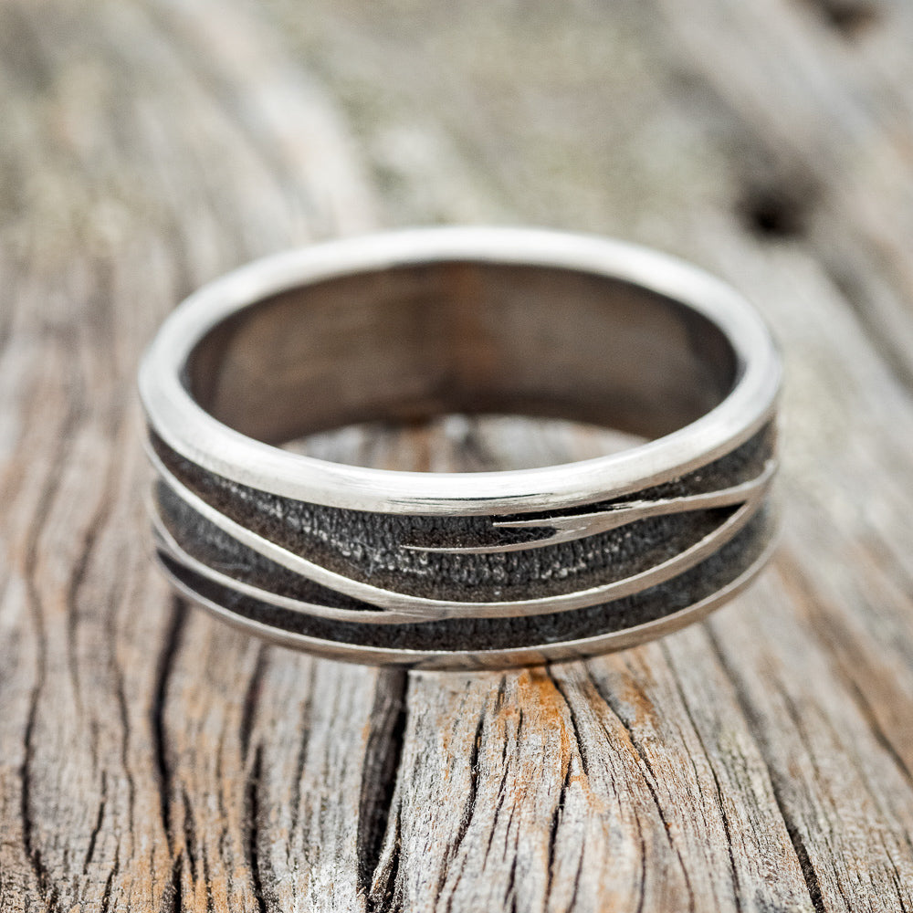 "LEGACY" - CHANNEL EMBOSSED BRANCHES WEDDING BAND-4