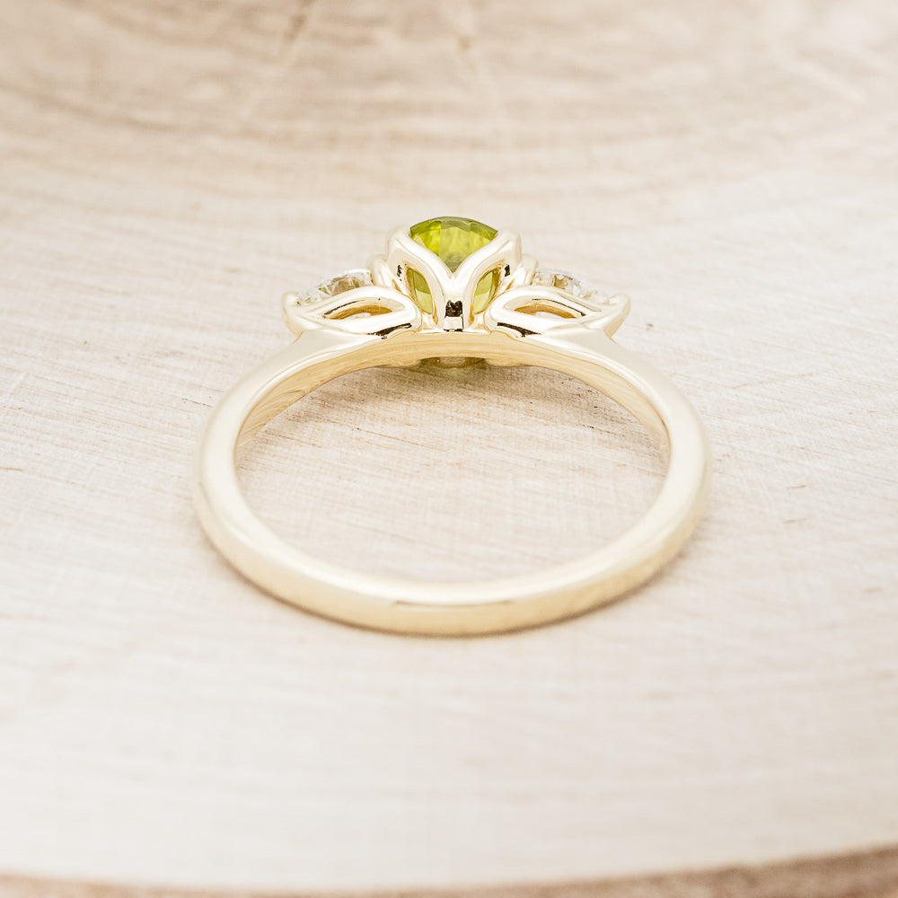 "PELE" - ROUND CUT PERIDOT ENGAGEMENT RING WITH DIAMOND ACCENTS-5