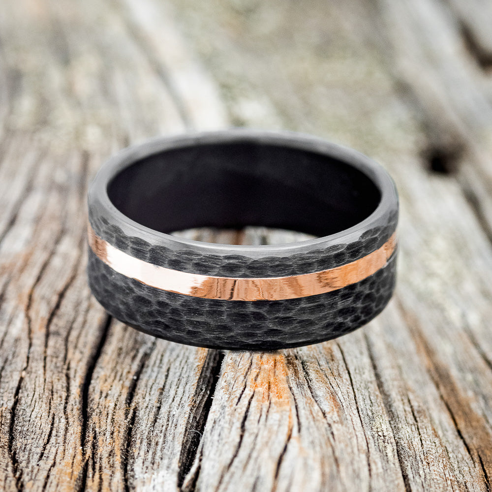 "VERTIGO" - 14K GOLD INLAY WEDDING RING-4