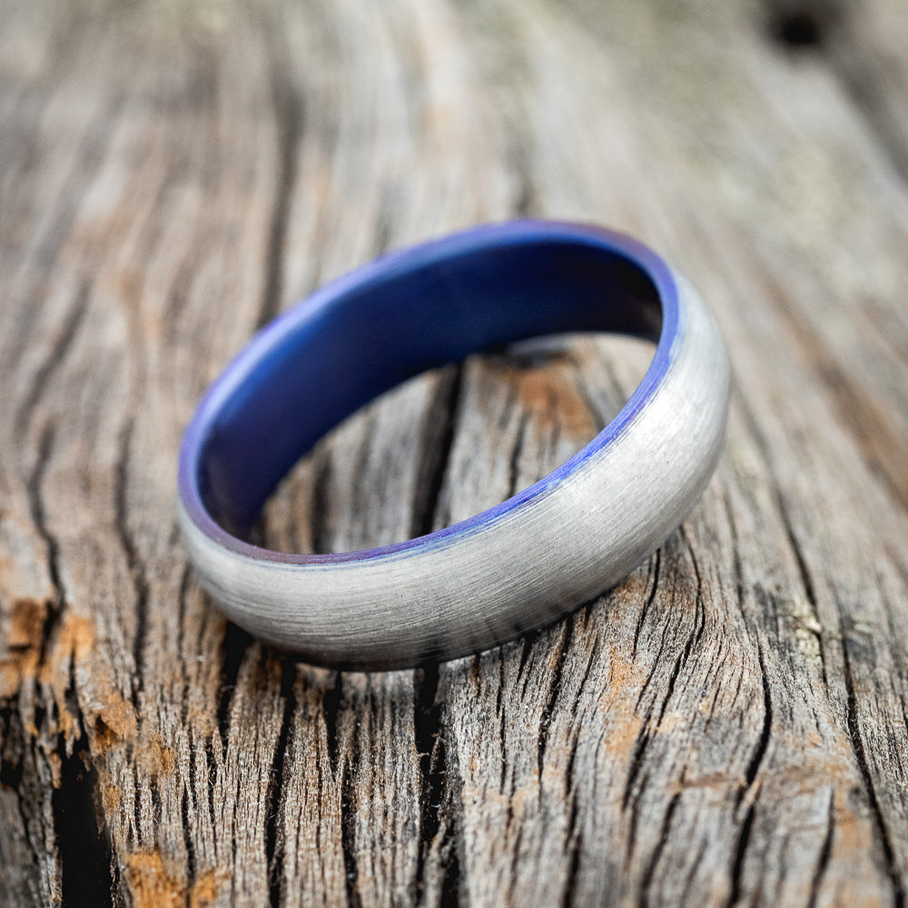 DOMED FIRE-TREATED TITANIUM WEDDING BAND WITH A BRUSHED FINISH-3