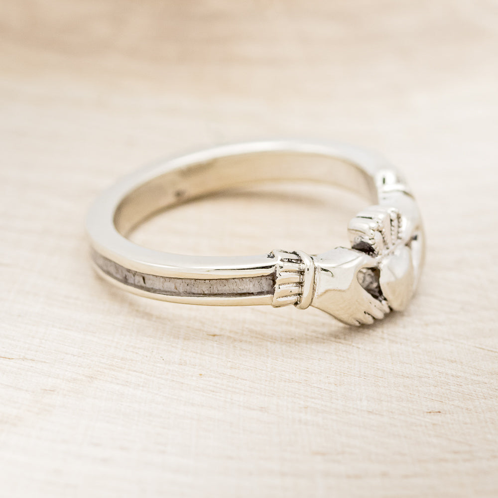 CLADDAGH RING WITH ANTLER INLAY-2