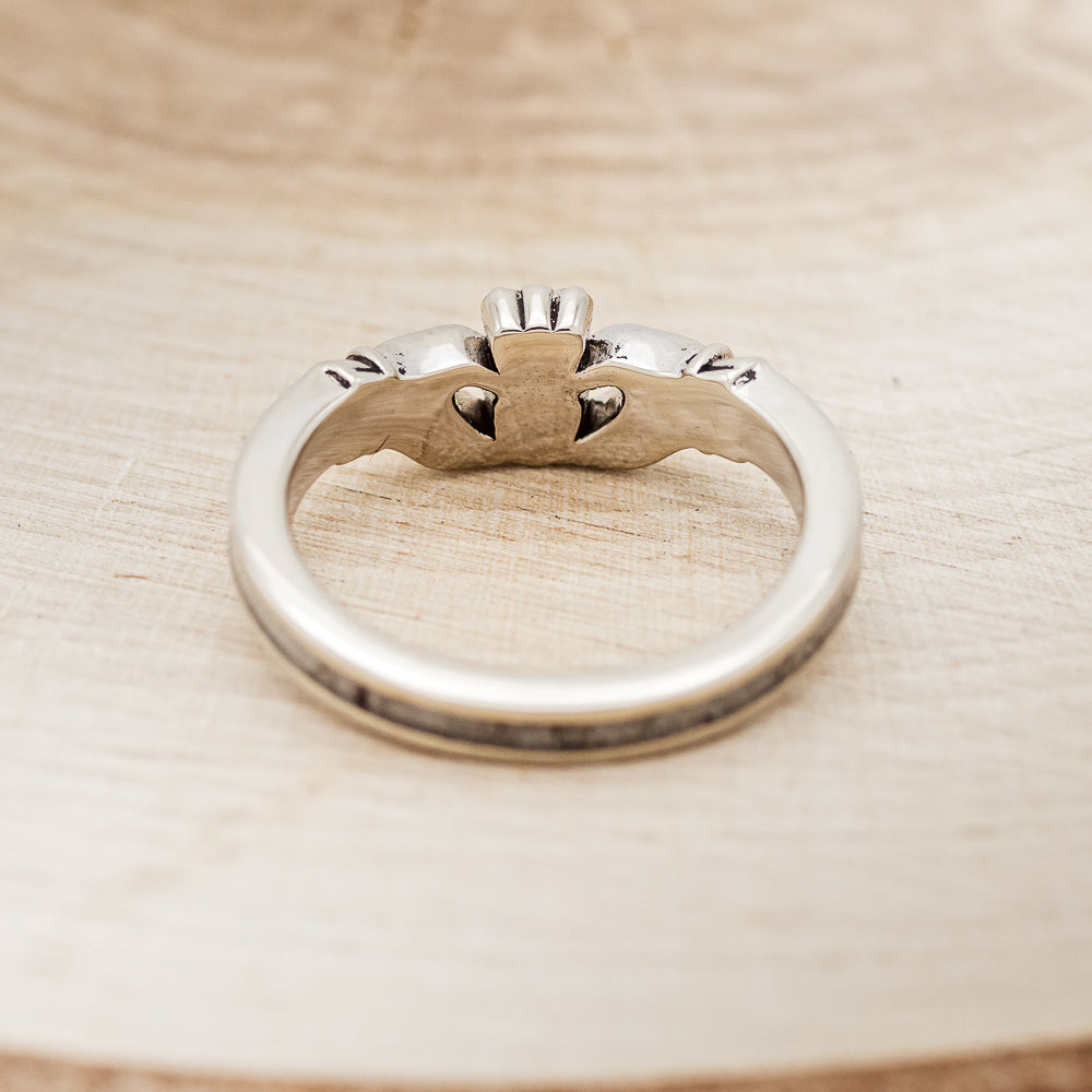 CLADDAGH RING WITH ANTLER INLAY-6