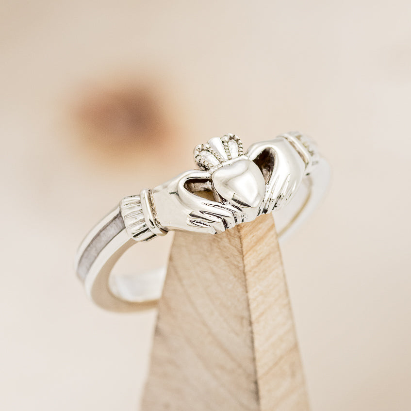 CLADDAGH RING WITH ANTLER INLAY-1