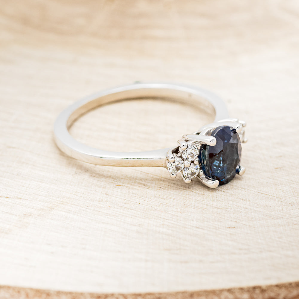 "GINA" - OVAL LAB-GROWN SAPPHIRE ENGAGEMENT RING WITH DIAMOND ACCENTS-2