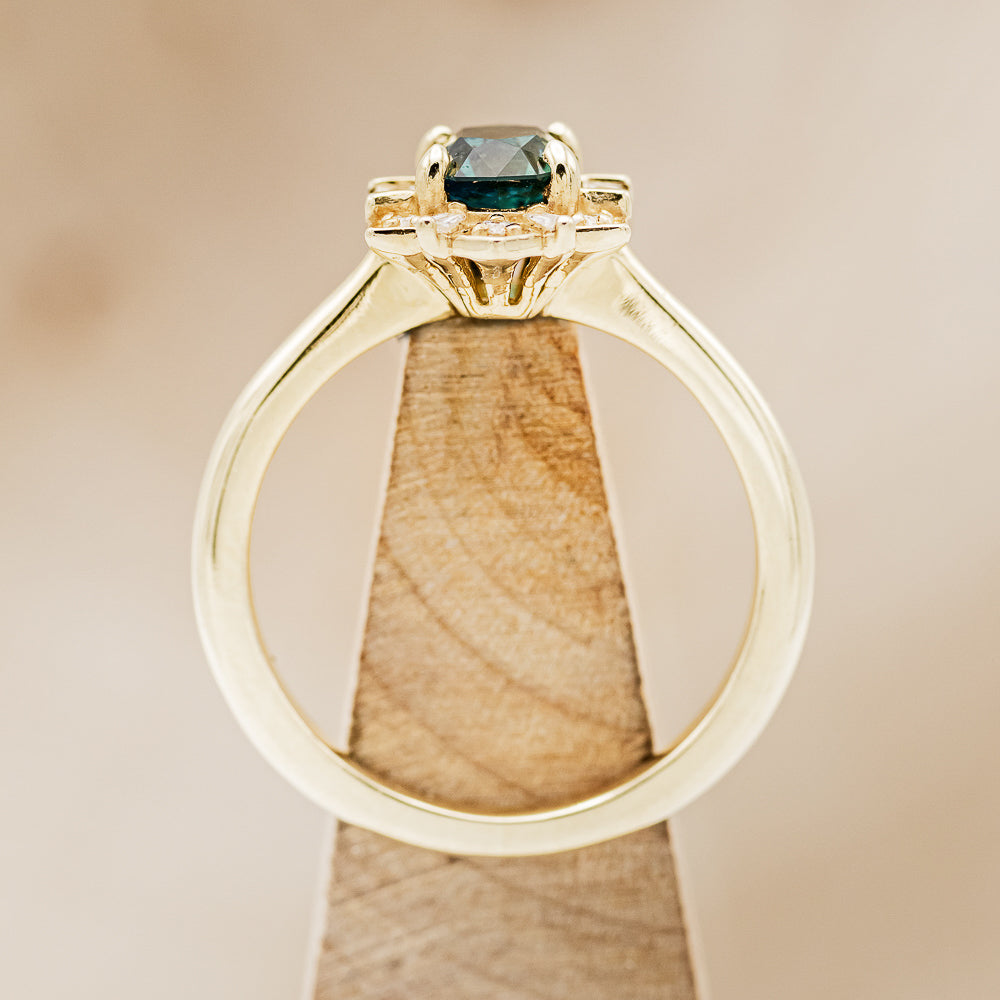 "CLEOPATRA" - OVAL MONTANA SAPPHIRE ENGAGEMENT RING WITH DIAMOND ACCENTS-6