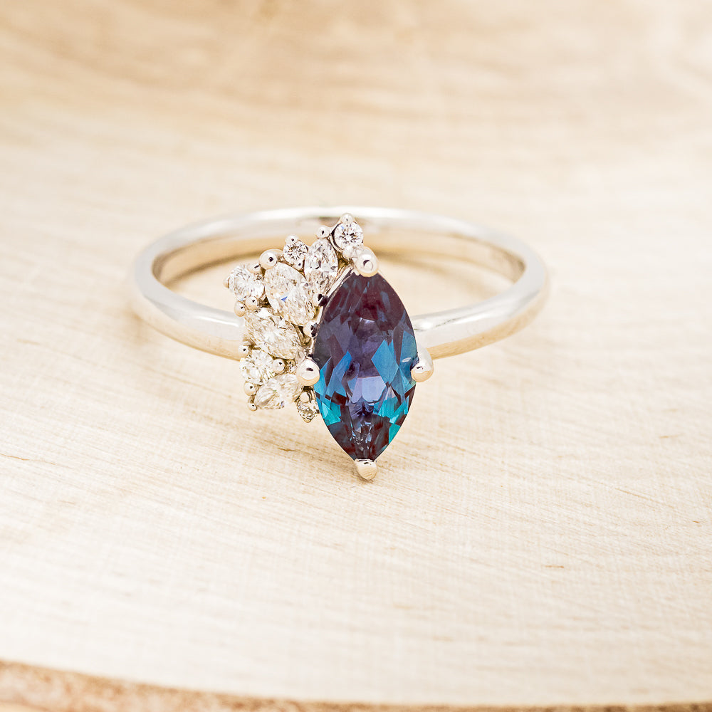 "AVERY" - MARQUISE LAB-GROWN ALEXANDRITE ENGAGEMENT RING WITH DIAMOND ACCENTS-4