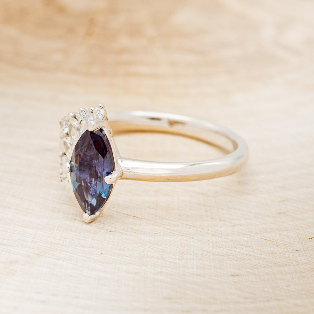"AVERY" - MARQUISE LAB-GROWN ALEXANDRITE ENGAGEMENT RING WITH DIAMOND ACCENTS-3