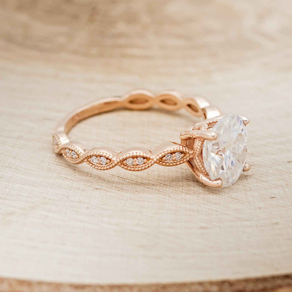 "NOUR" - OVAL MOISSANITE ENGAGEMENT RING WITH DIAMOND ACCENTS-2