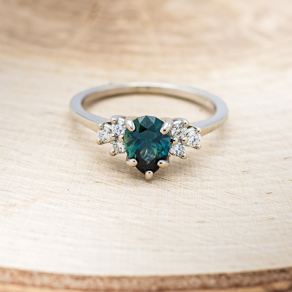 "GINA" - ENGAGEMENT RING WITH DIAMOND ACCENTS - SHOWN WITH PEAR-SHAPED MONTANA SAPPHIRE - SELECT YOUR OWN STONE-4