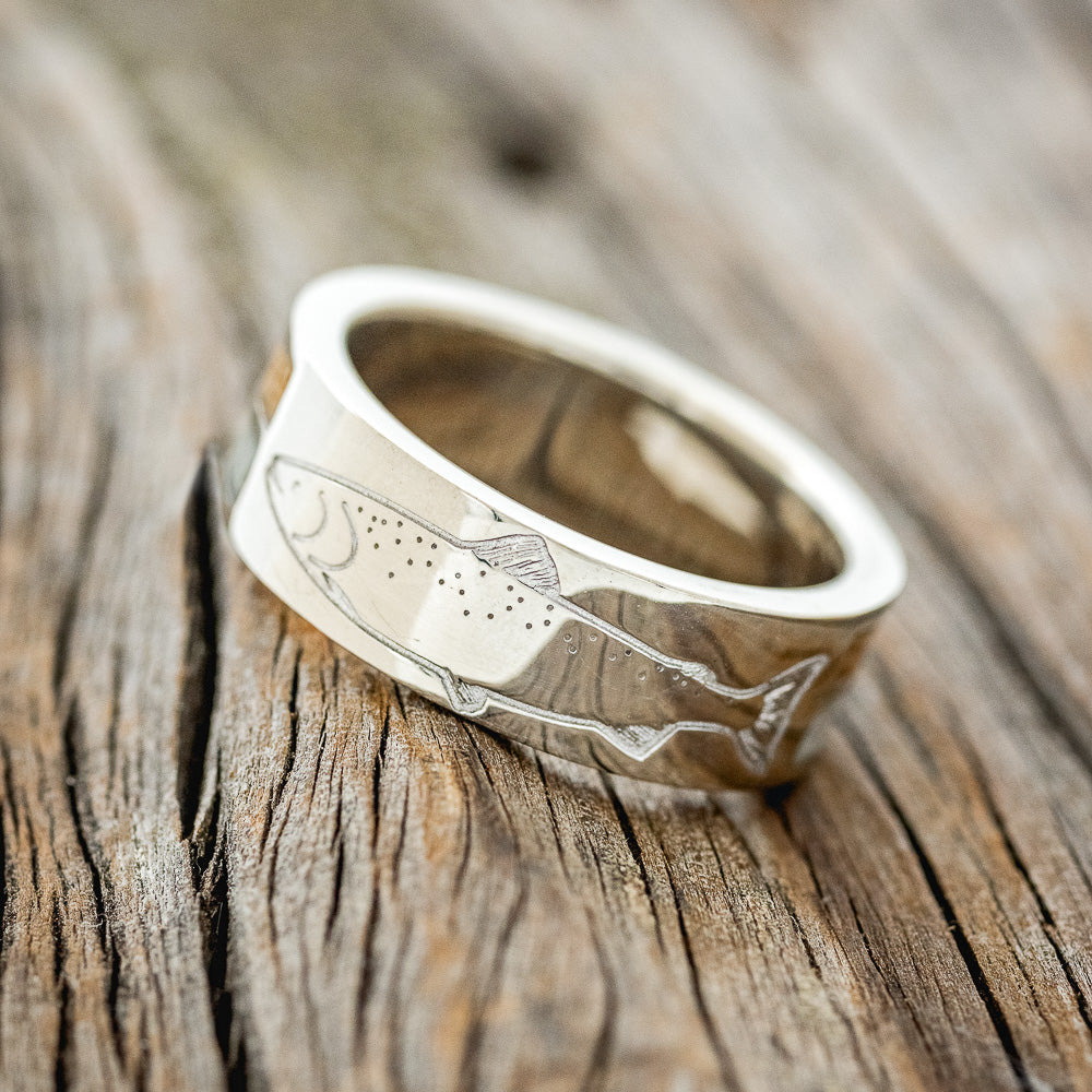 "MAVERICK" - ENGRAVED WEDDING BAND WITH CUSTOM INLAYS-3