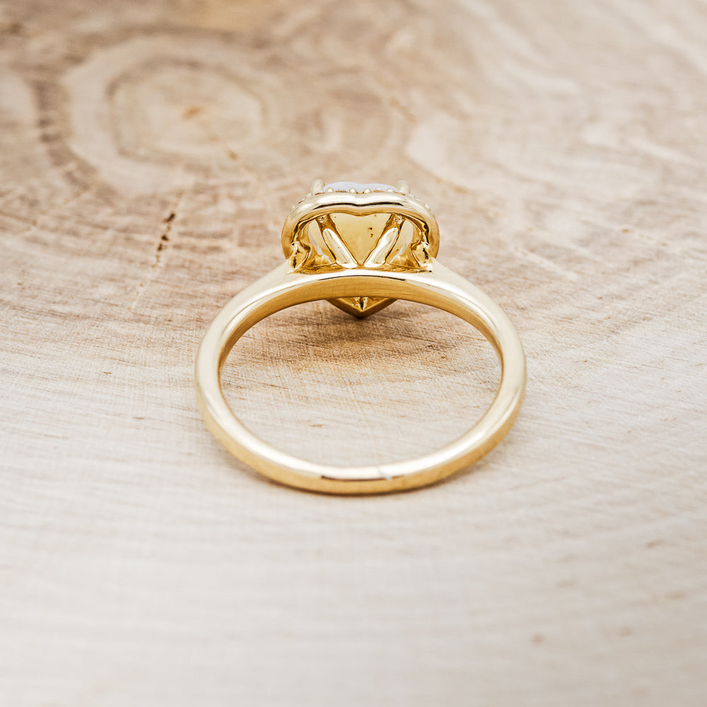 "AMIA" - HEART-SHAPED OPAL ENGAGEMENT RING WITH DIAMOND HALO-5