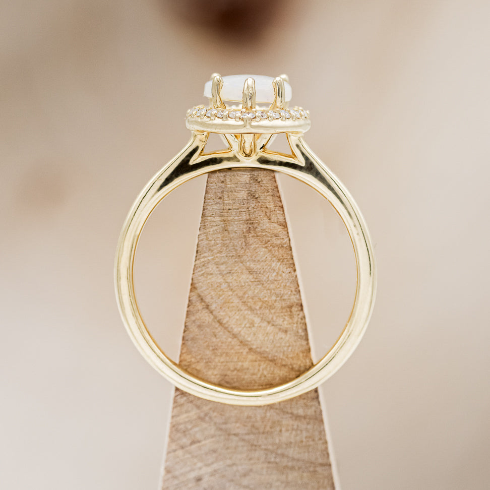 "AMIA" - HEART-SHAPED OPAL ENGAGEMENT RING WITH DIAMOND HALO-6