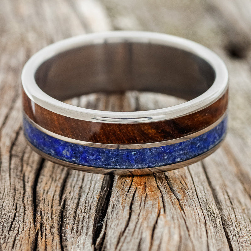 "DYAD" - IRONWOOD & LAPIS LAZULI WEDDING BAND-3