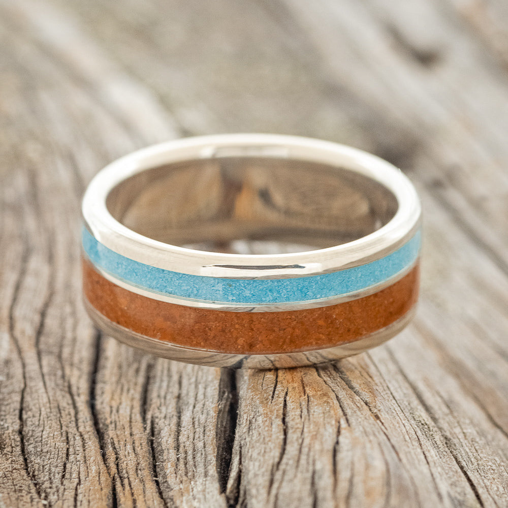 "RAPTOR" - TERRACOTTA & TURQUOISE WEDDING BAND-3