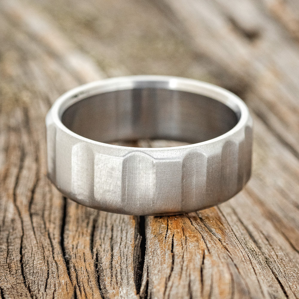 "DALLAS" - SOLID METAL WEDDING BAND WITH FLUTED FINISH-3