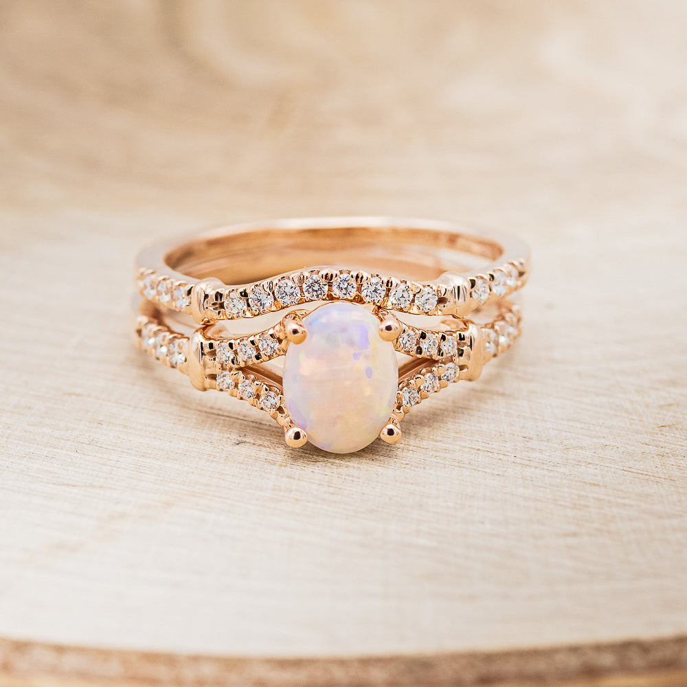 "EVLIN" - OVAL OPAL ENGAGEMENT RING WITH DIAMOND ACCENTS & TRACER-4