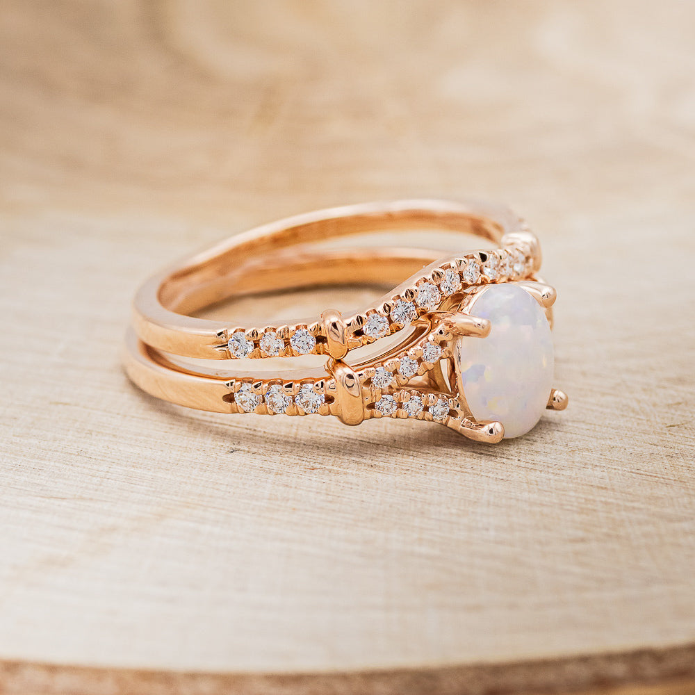 "EVLIN" - OVAL OPAL ENGAGEMENT RING WITH DIAMOND ACCENTS & TRACER-2