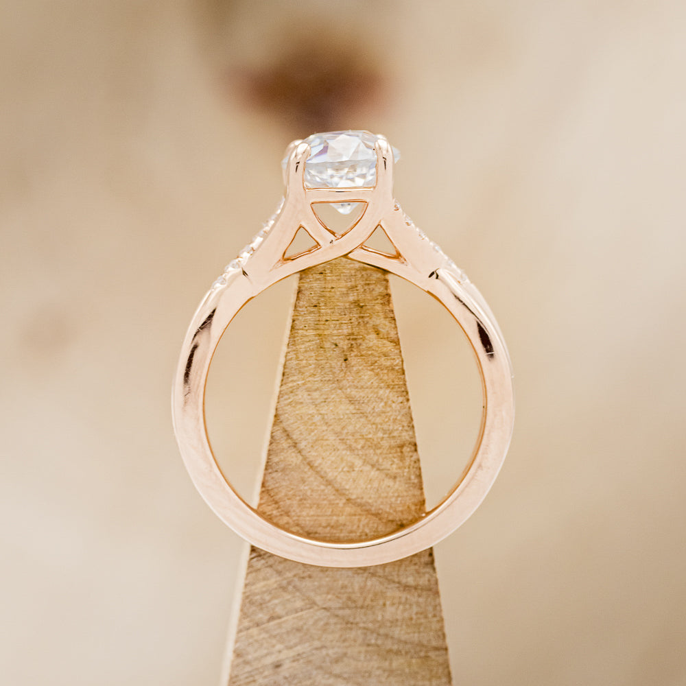 "ROSLYN" - ROUND CUT MOISSANITE ENGAGEMENT RING WITH DIAMOND ACCENTS-6