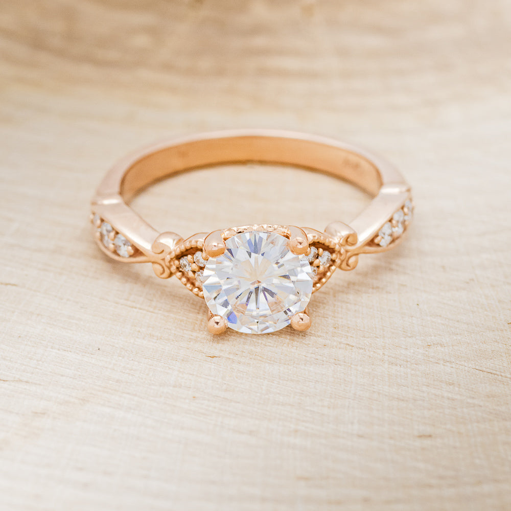 ROUND CUT MOISSANITE ENGAGEMENT RING WITH DIAMOND ACCENTS-4