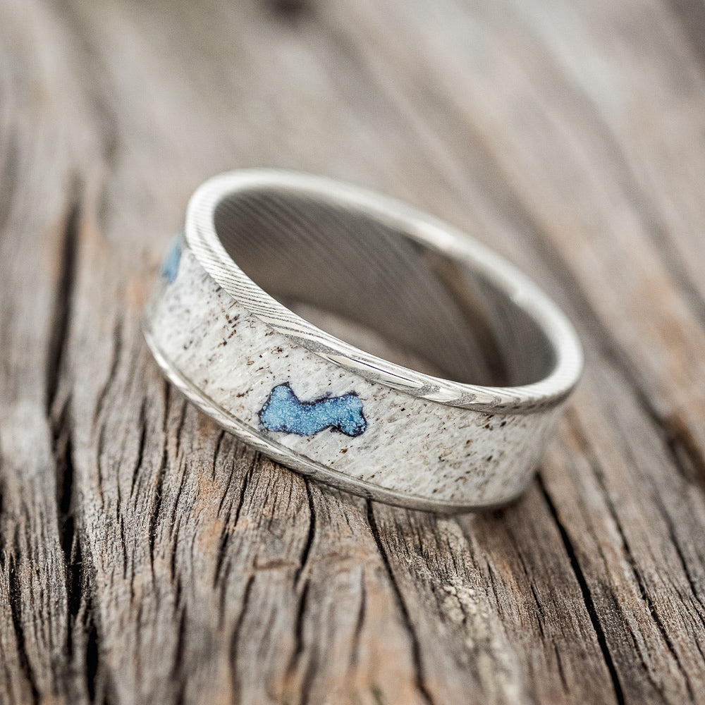 "RAINIER" - ANTLER & TURQUOISE WEDDING BAND-5