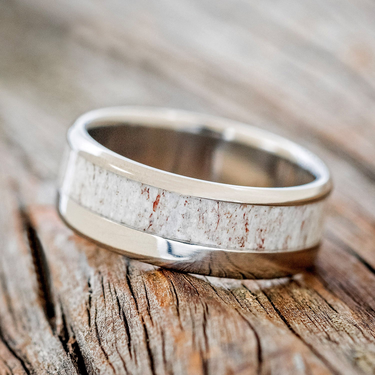 "TANNER" - ELK ANTLER WEDDING BAND-2