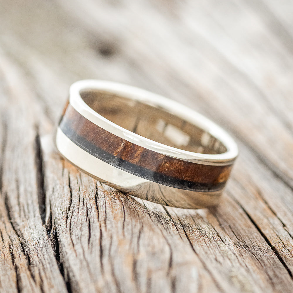 "TANNER" - REDWOOD & JET STONE WEDDING RING-2
