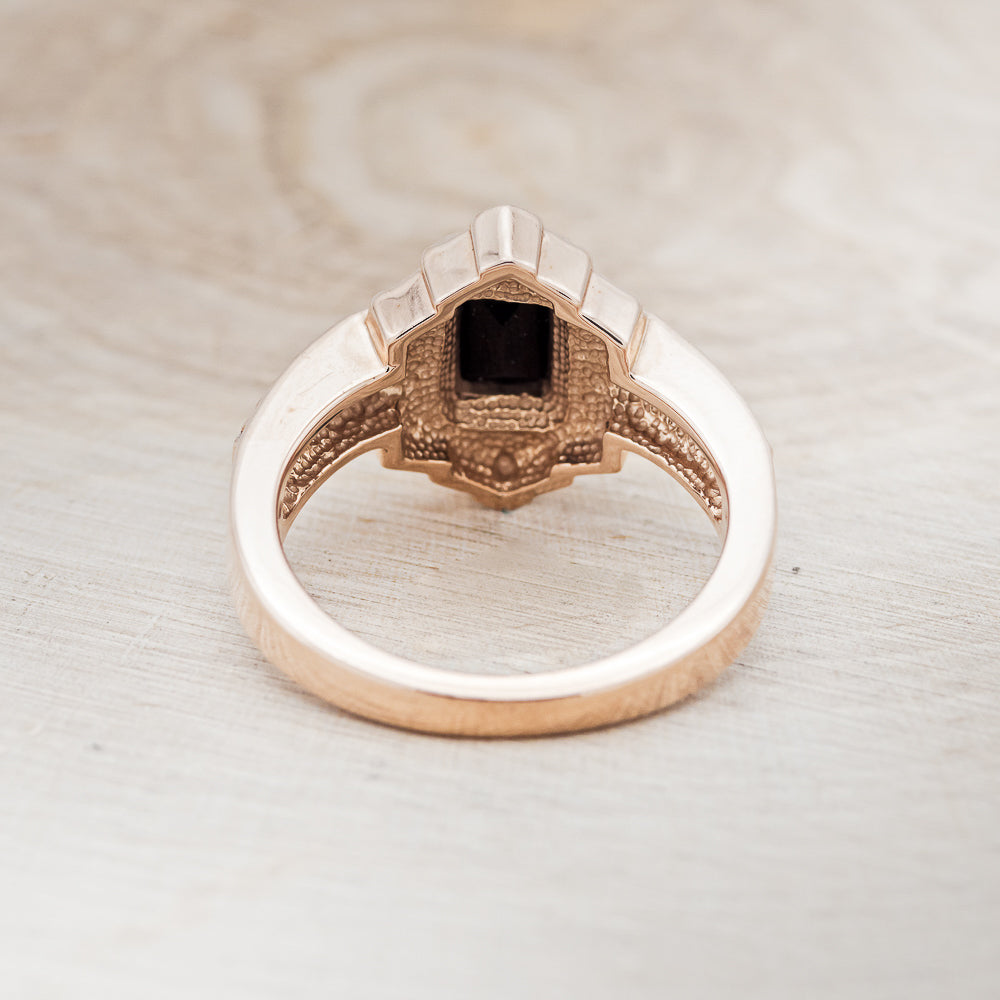 "ELENOR" - EMERALD CUT BLACK ONYX ENGAGEMENT RING WITH DIAMOND ACCENTS-5