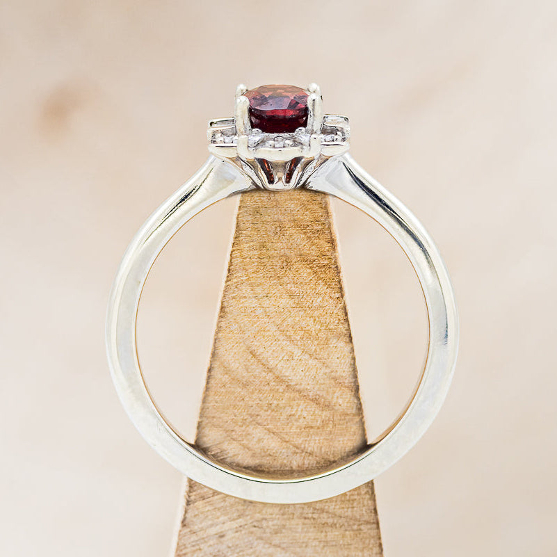"CLEOPATRA" - OVAL GARNET ENGAGEMENT RING WITH DIAMOND ACCENTS-11