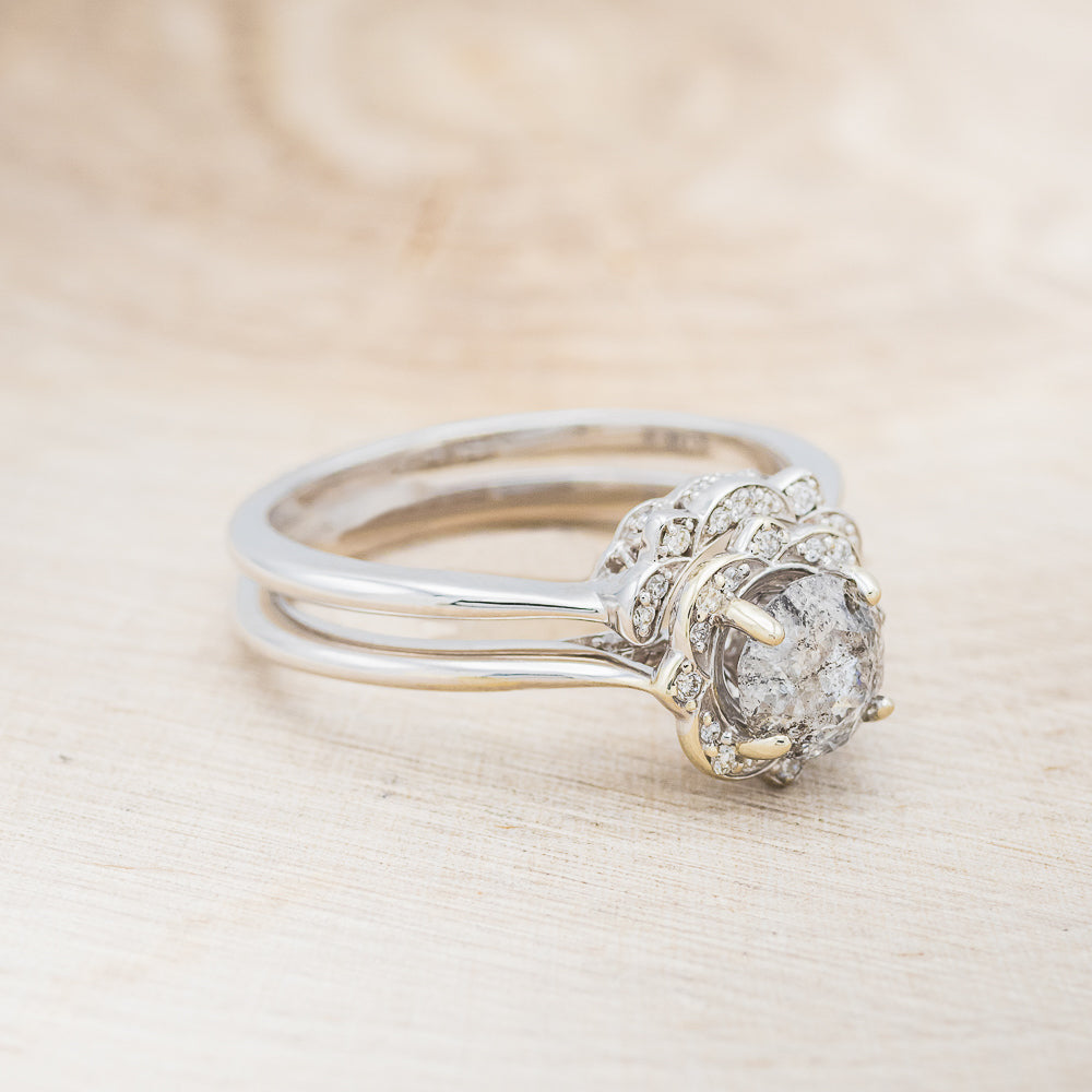 "JANE" - ROUND CUT SALT & PEPPER DIAMOND ENGAGEMENT RING WITH DIAMOND ACCENTS & TRACER-2