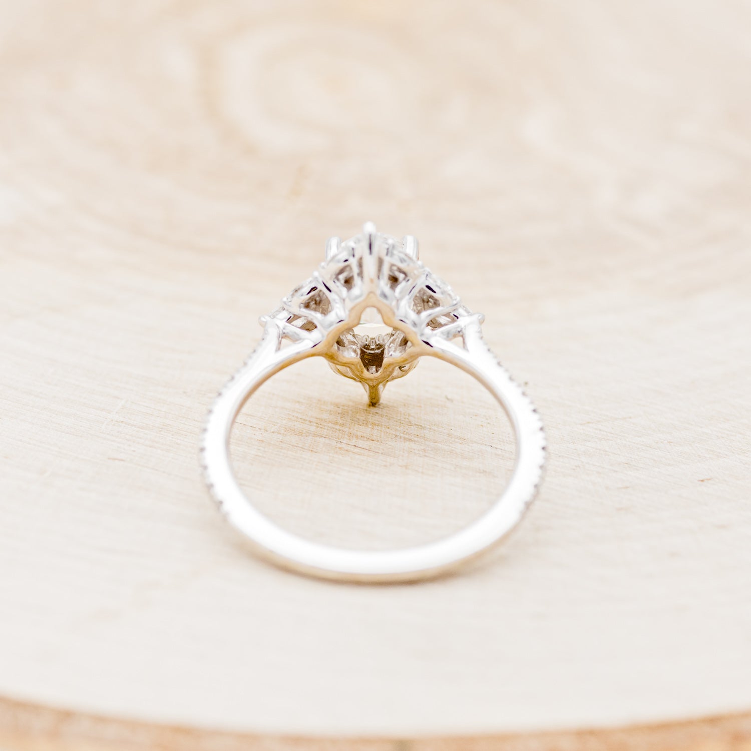 "NORTH STAR" - BRILLIANT CUT OVAL MOISSANITE ENGAGEMENT RING WITH DIAMOND ACCENTS & DIAMOND TRACER-18