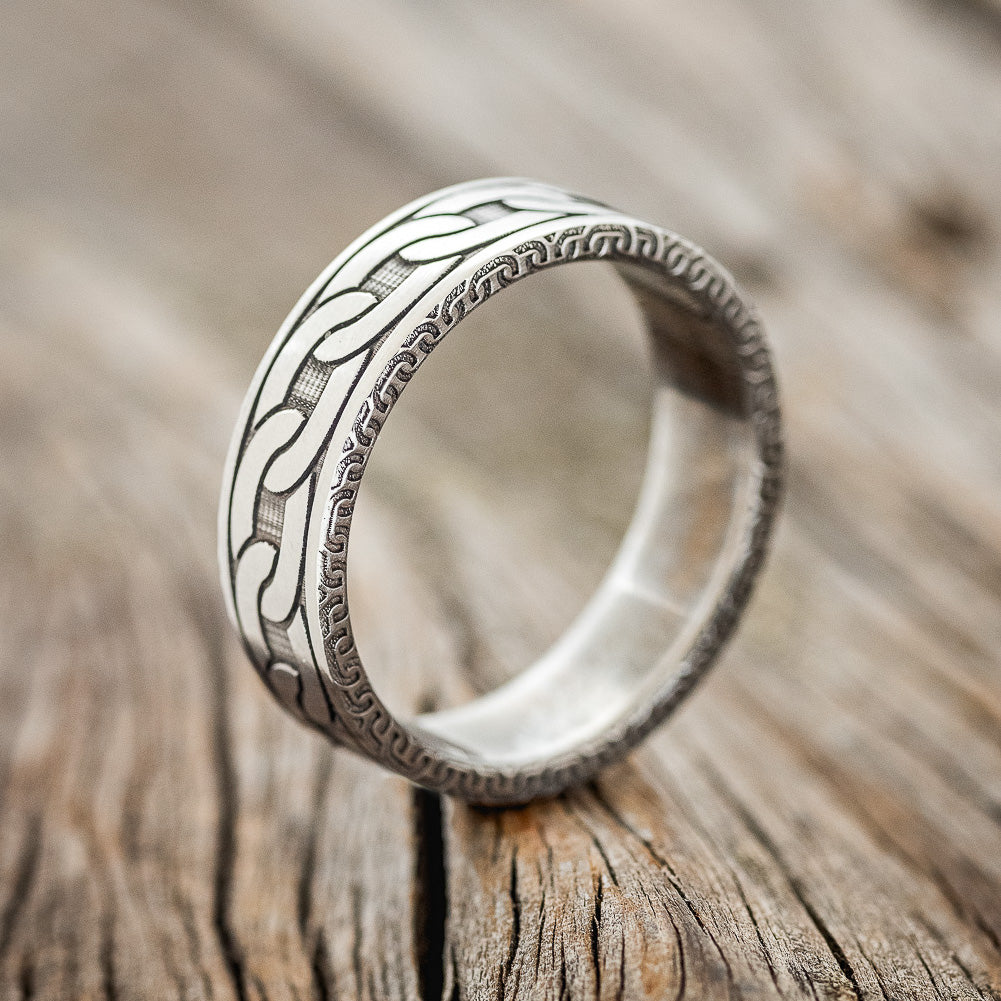 "LINK"- CHAIN ENGRAVED WEDDING BAND-4