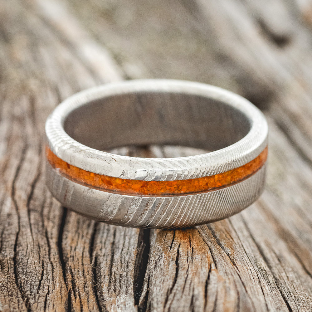 "VERTIGO" - ORANGE OPAL WEDDING RING-6