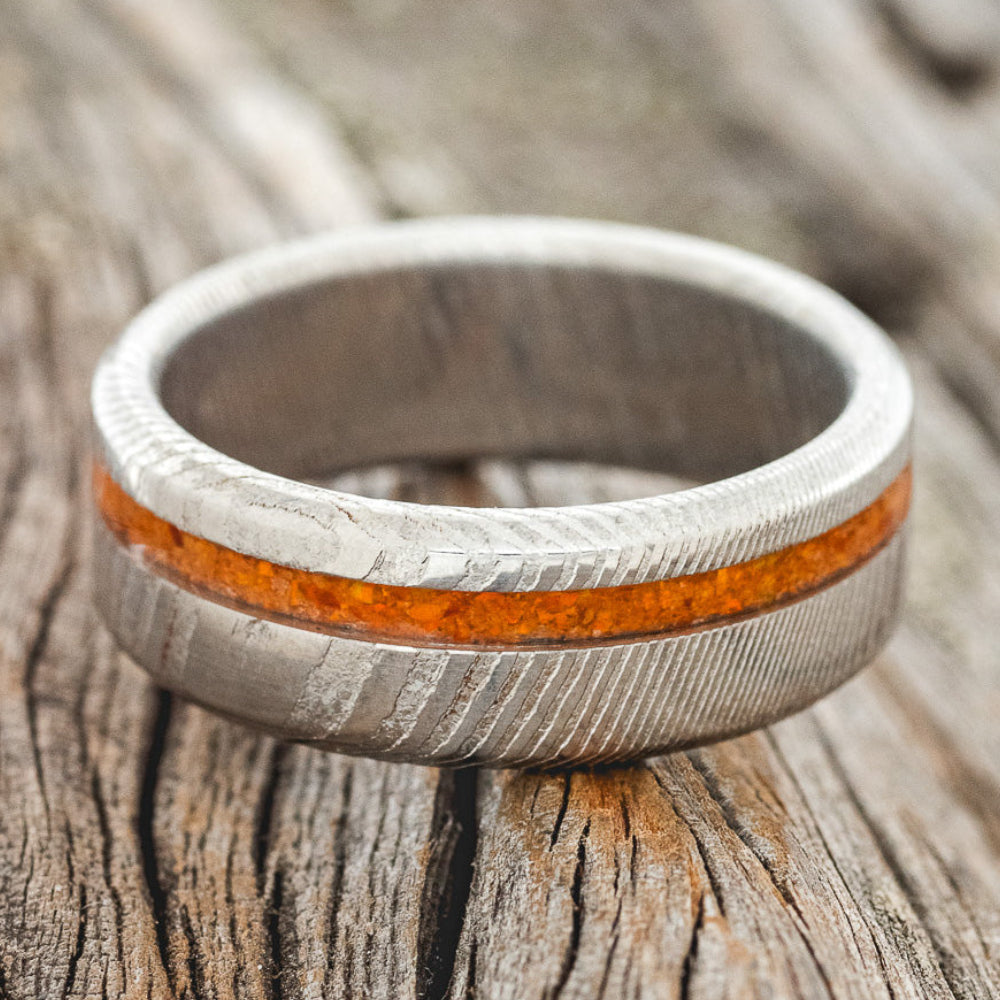 "VERTIGO" - ORANGE OPAL WEDDING RING-6