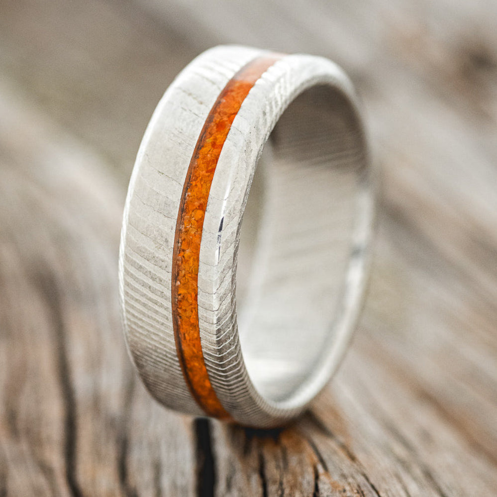 "VERTIGO" - ORANGE OPAL WEDDING RING-4